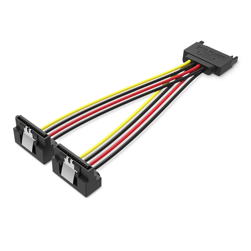 Vention Sata 15p ذكر إلى 90 ° 2*15p كابل تقويم الطاقة الإناث 0.15m أسود - [KDBBB]