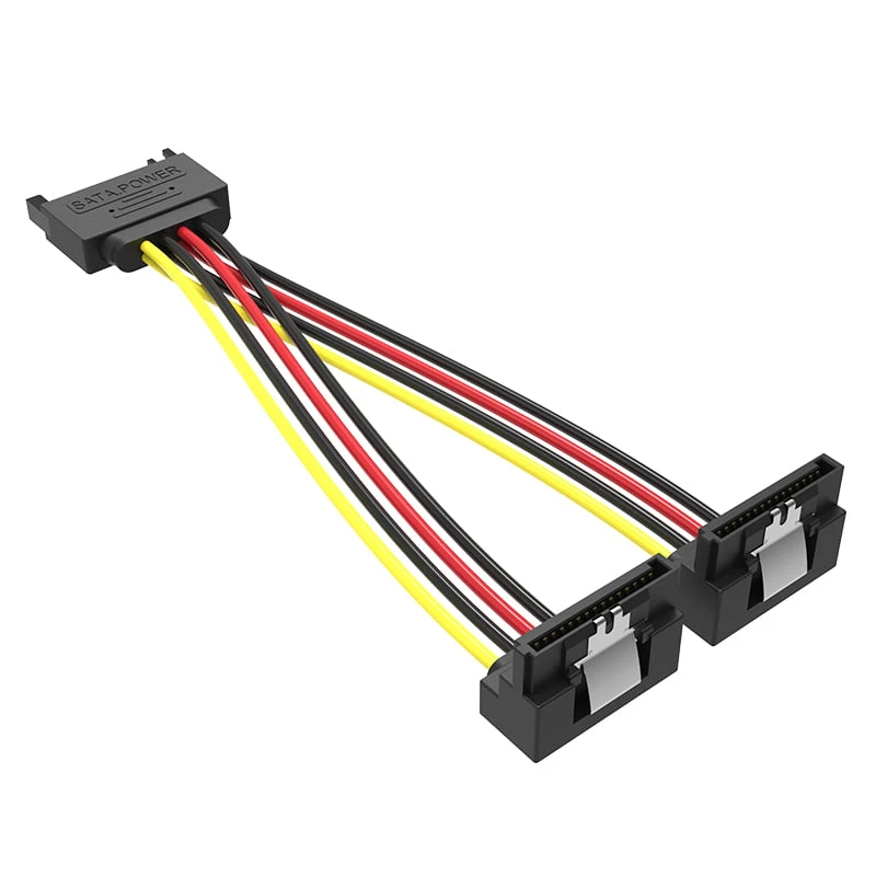 Vention Sata 15p ذكر إلى 90 ° 2*15p كابل تقويم الطاقة الإناث 0.15m أسود - [KDBBB]