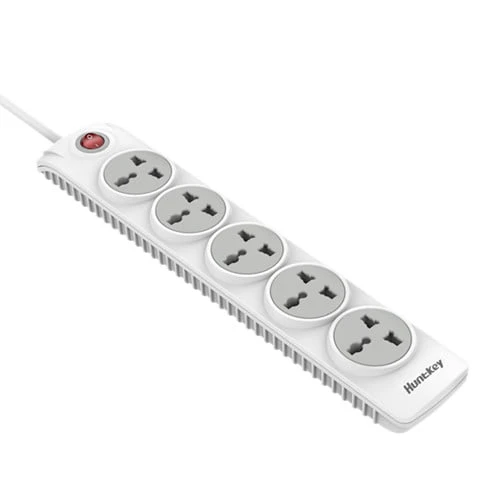Huntkey Universal Power Strip {5 Sockets / Childrate STREATER / SHERGE PROTECTION / 2500W MAX - 10A MAX - 250V / 3 METLE