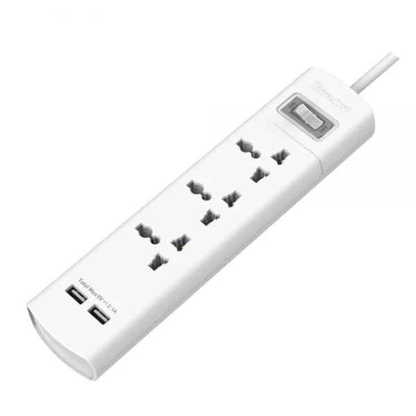 Huntkey Power Strip Universal {3 Sockets / 2 Outpans USB 2.1a - 5 volts / 1.5 meter cable} szm307
