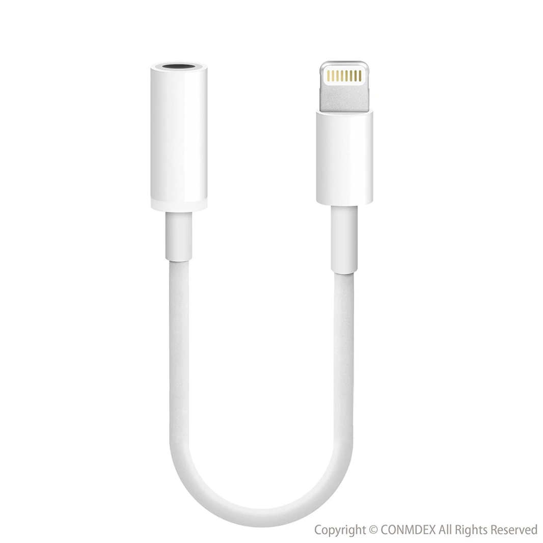 Lightning إلى محول مقبس سماعة الرأس 3.5 مم (موصل iPhone 7 Lightning إلى 3.5 مم AUX AUX Audio Audio Jack Earphone Stereo)