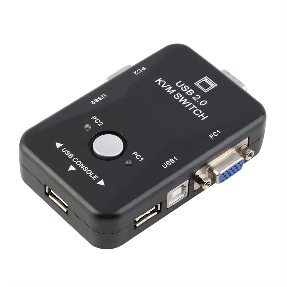 KVM Switch 2 Port Black USB Kit
