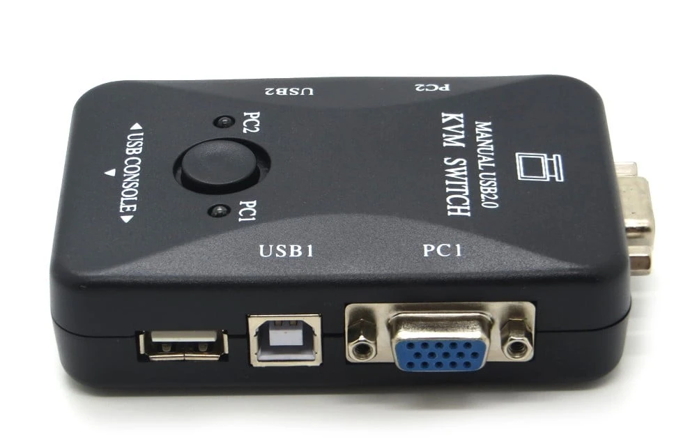 KVM Switch 2 Port Black USB Kit