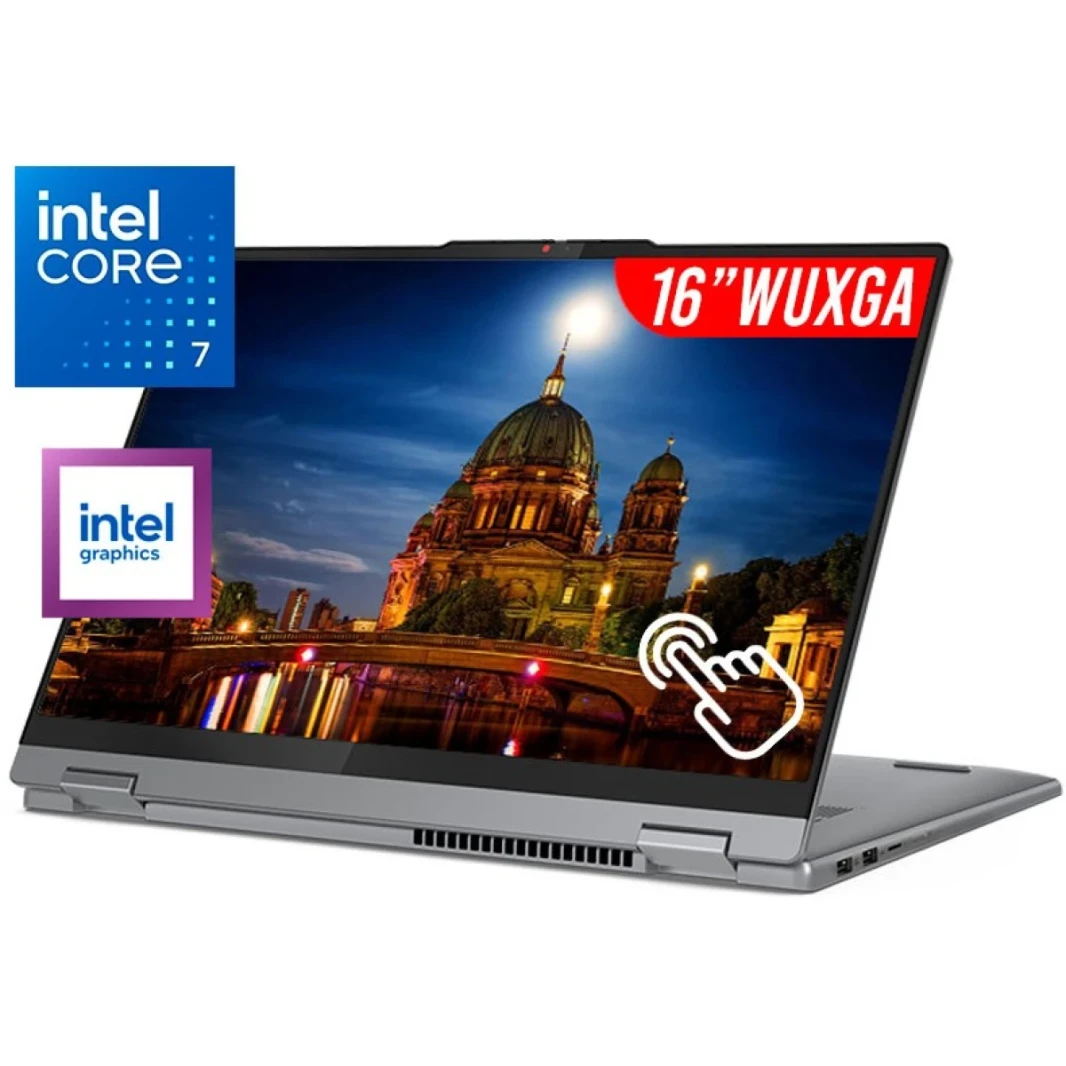 Lenovo Ideapad 5 16 "(2024) Intel Core 7 10-Cores 2-in-1 شاشة اللمس مع عرض اللمس والأسطح الكاملة-Luna Gray