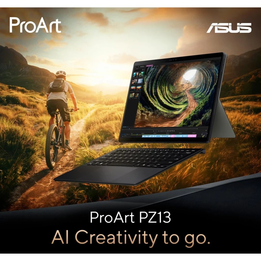 ASUS PROART PZ13 DESACHABLE (2024) HT5306QA COPILOT+ PC SNAPDRAGON X PLUS 10-CORES AI-ACECERATED 2-in-1 TOUCH (512GB/ 16GB) W/ OLED 2.8K Display & Backlit Backboard-Black