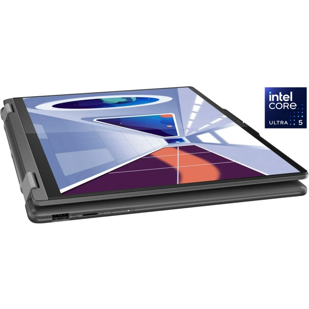Lenovo Yoga 7 14 "(2024) New Intel Core Ultra 5 12-Cores 2-in-1 عرض ألمنيوم مع كاميرا MIL-STD-810H وبطارية ضخمة ، رمادي العاصفة