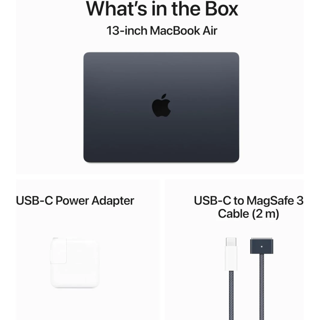 Apple NEW MacBook AIR 13 (2024) Apple M3 (256GB/8GB) 8‑Core CPU & 8‑Core GPU Retina True Tone - Midnight