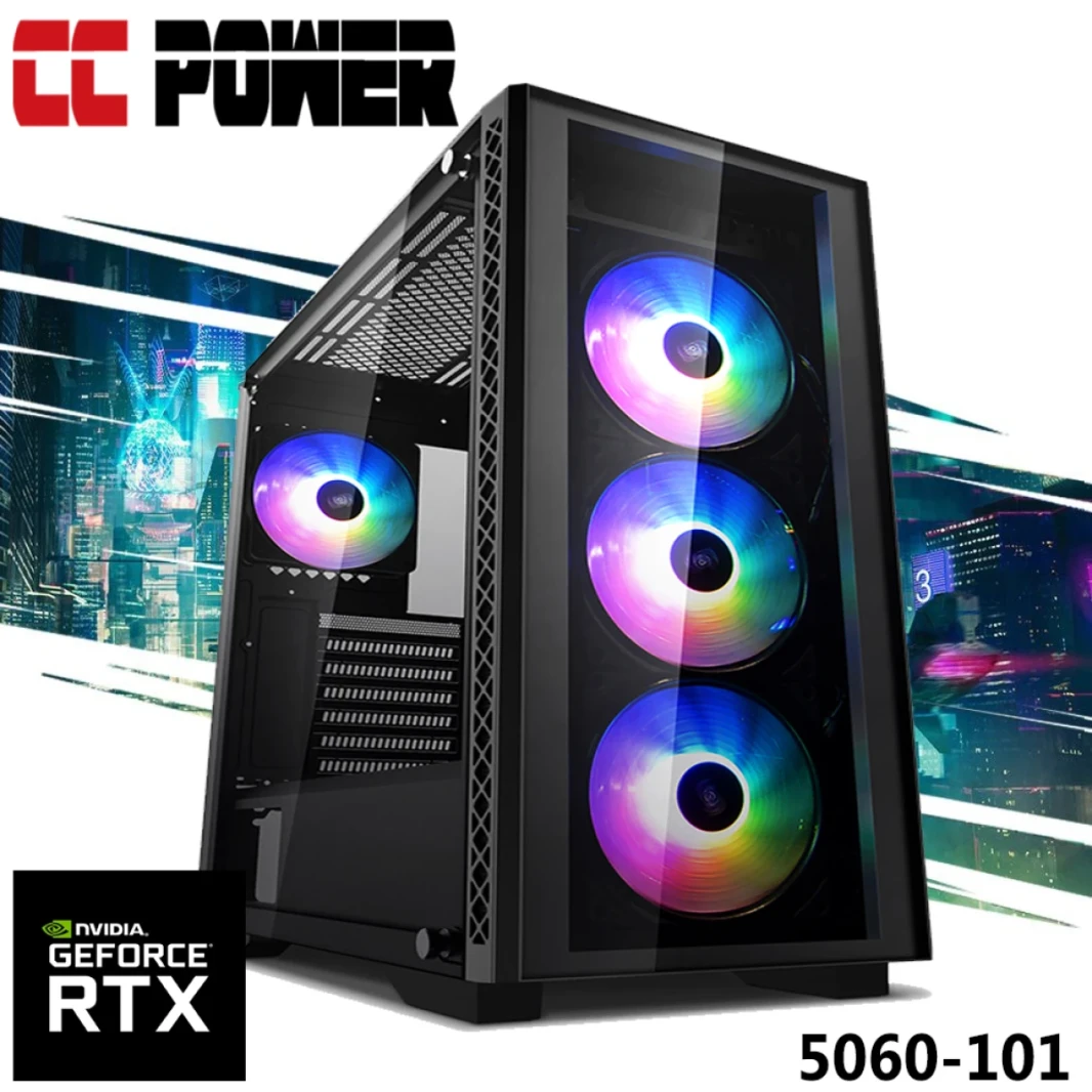 CC Power 5060-101 Gaming PC New 13Gen Intel Core I5 ​​10-Cores W/ Nvidia RTX 5060 8GB DDR7 & Advanced Air Cooler