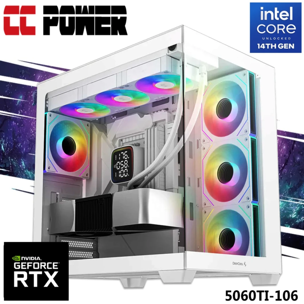CC Power 5060TI-106 Gaming PC 14GEN Intel Core I5 ​​K-Series 14-Cores W/ NVIDIA RTX 5060TI 16GB DDR7 & SILDER