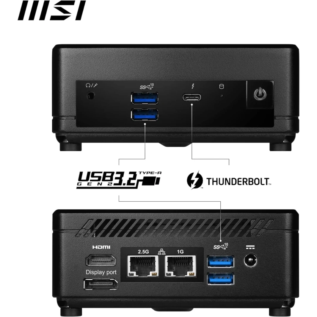 MSI Cubi N (2023) Mini PC Barebone 0.7L Intel 12Gen N200 4-CORES لعرض مصفوفة الدعم المنزلي والأعمال والشبكة المحلية المزدوجة