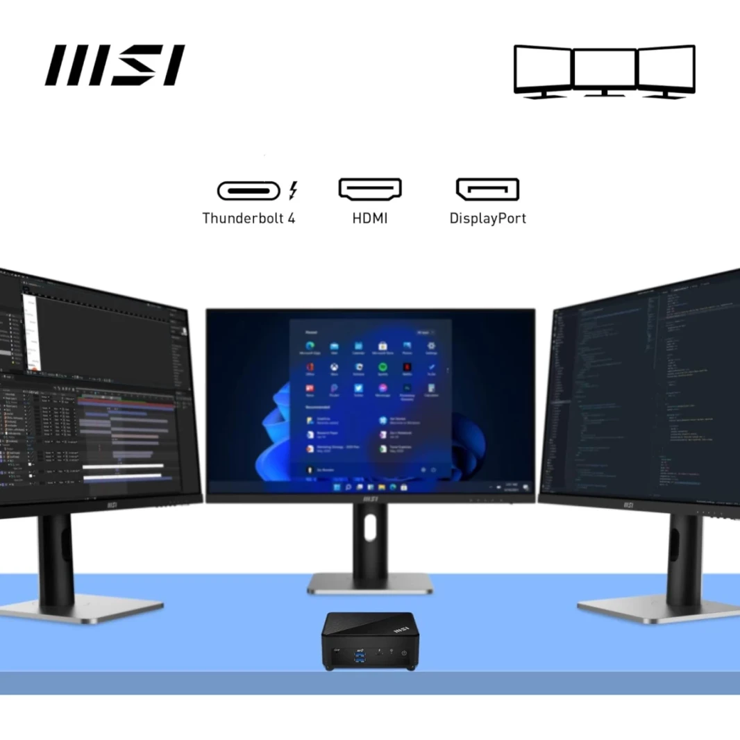 MSI Cubi 5 12M (2023) Mini PC Barebone 0.7L Intel 12Gen Core I7 10-CORES لعرض مصفوفة دعم المنزل والأعمال والشبكة المحلية المزدوجة