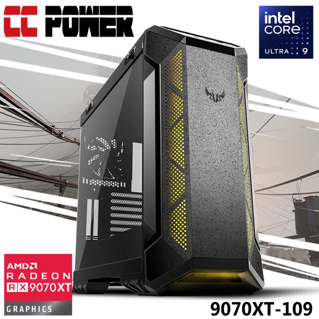 مدعوم من ASUS 9070XT-109 Gaming PC NEW Intel Core Ultra 9 K-Series 24-CORES W/ AMD RADEON RX 9070 XT 16GB GDDR6