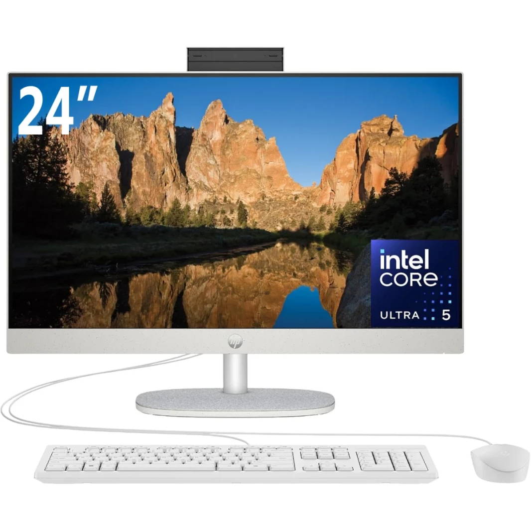HP All-in-One 24-cr1006ne PC (2024) NEW Intel Ultra 5 12-Cores w/ 24" IPS Full HD 99% sRGB Display - White