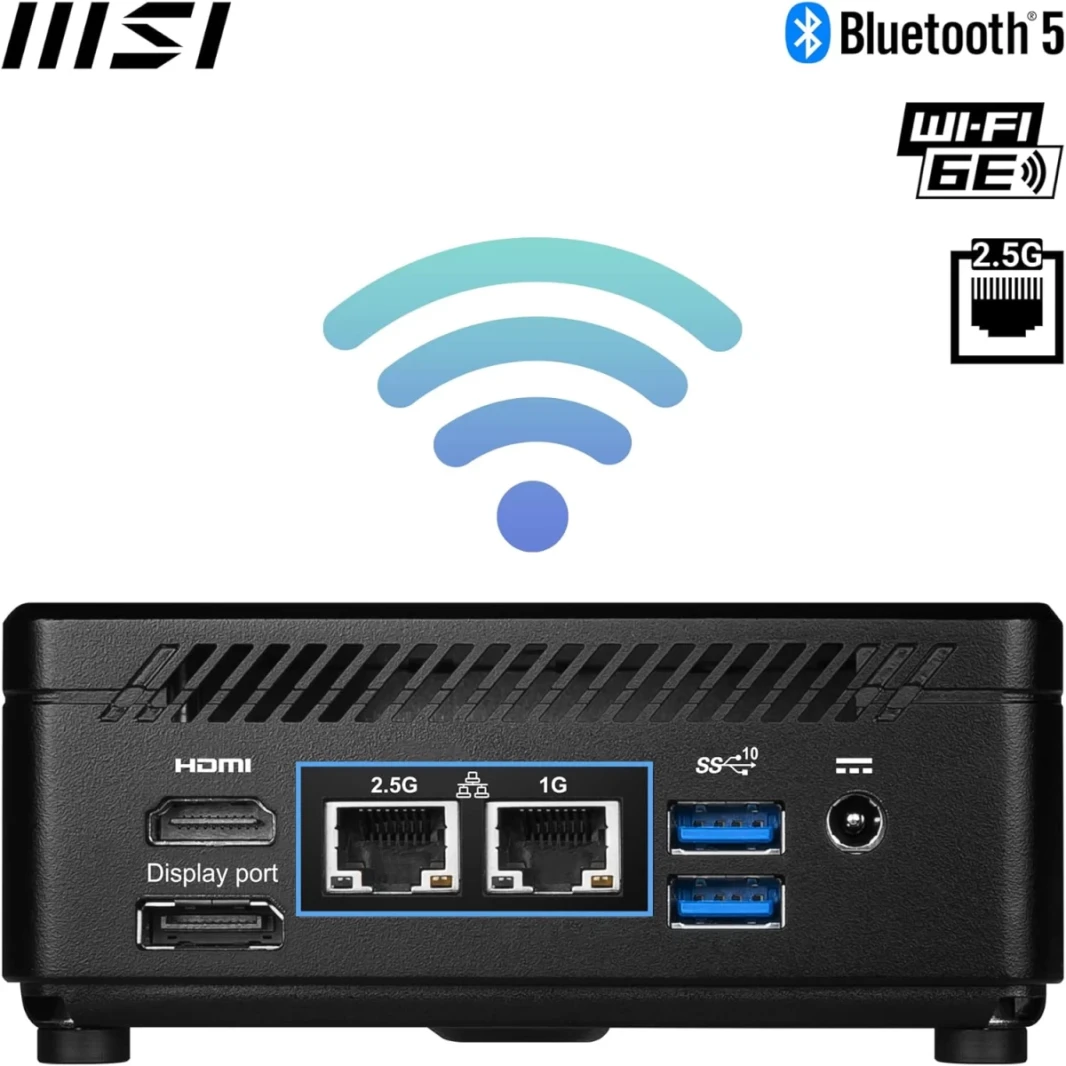 MSI Cubi 5 12M (2023) Mini PC Barebone 0.7L Intel 12Gen Core I7 10-CORES لعرض مصفوفة دعم المنزل والأعمال والشبكة المحلية المزدوجة