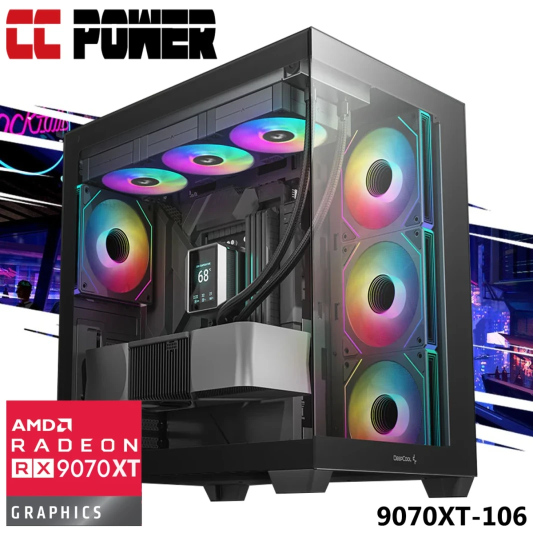 CC Power 9070XT-106 Gaming PC NEW Intel Core Ultra 7 K-Series 20-CORES W/ AMD RADEON RX 9070 XT 16GB GDDR6
