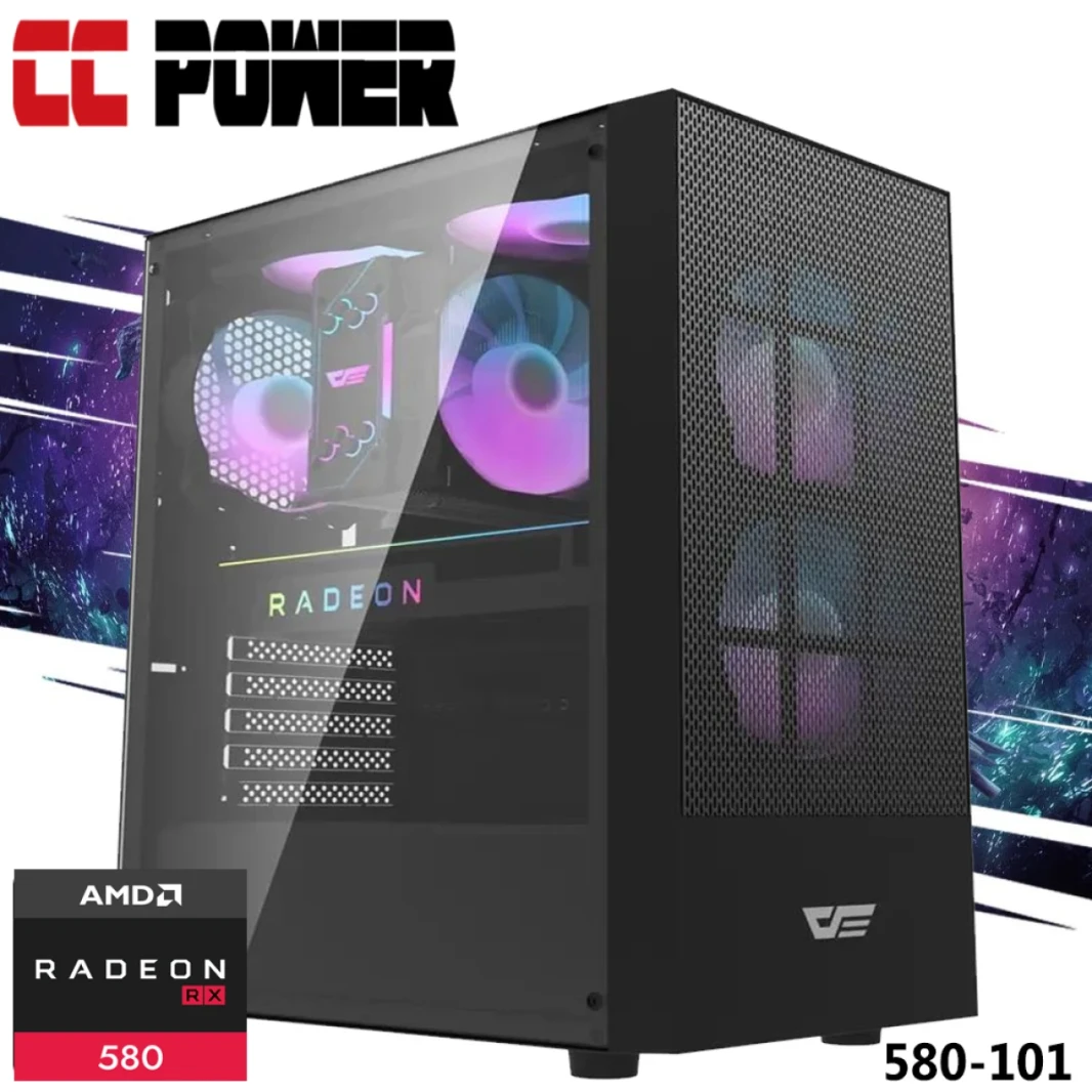 CC Power 580-101 Gaming PC 5GEN AMD RYZEN 5 6 CORES W/ AMD RADEON RX 580 GTS 8GB GDDR5 & ADVANT