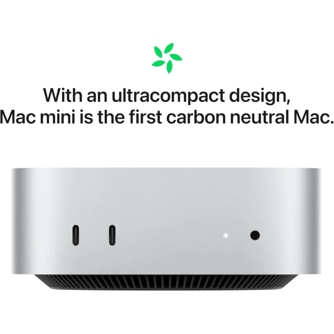 Apple Mac Mini (2024) Apple M4 Chip (512GB/32GB) 10 - CRORE CPU و 10 - GPU التي تم إنشاؤها من أجل شركة Apple Intelligence Gigabit Ethernet. يعمل مع iPhone/iPad