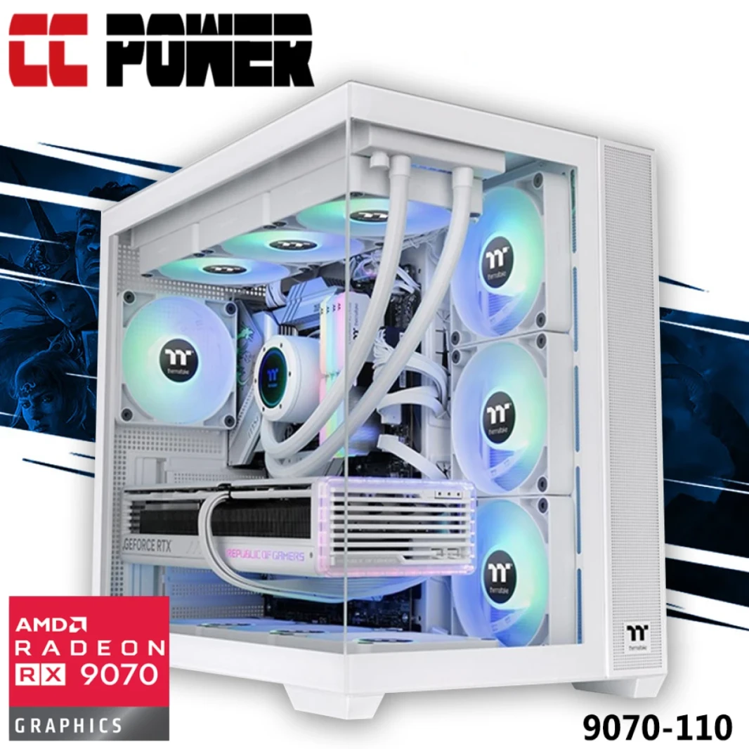 CC Power 9070-110 Gaming PC 14Gen Intel Core i9 K-Series 24-Cores w/ AMD Radeon 9070 16GB DDR6 & Liquid Cooler