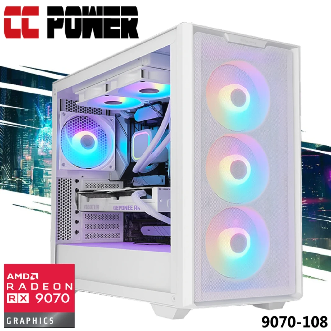 CC Power 9070-108 Gaming PC NEW 9Gen AMD Ryzen 9 9900X 12-Cores w/ AMD Radeon 9070 16GB DDR6 & DDR5 Memory & Liquid Cooler
