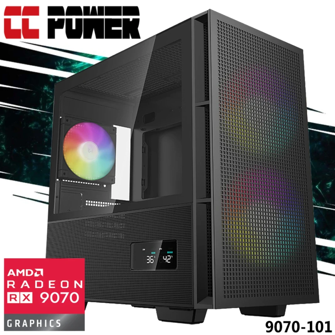 CC Power 9070-101 Gaming PC NEW 9Gen AMD Ryzen 7 7700 8-Cores w/ AMD Radeon 9070 16GB DDR6 & DDR5 Memory & Advanced Air Cooler