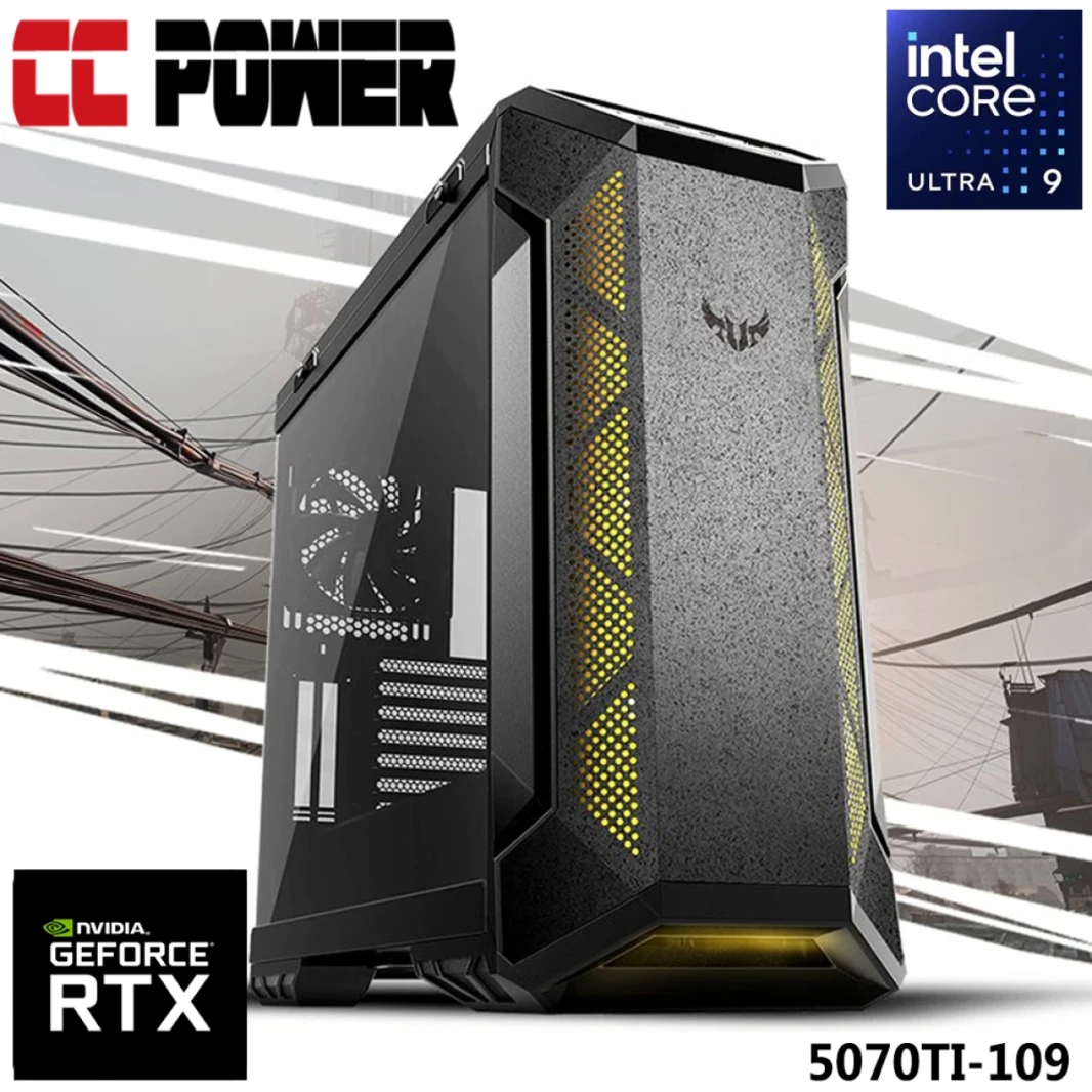 Powered By Asus 5070TI-109 Gaming PC NEW Intel Core Ultra 9 K-Series 24-Cores w/ NEW Nvidia RTX 5070 TI 16GB & Liquid Cooler