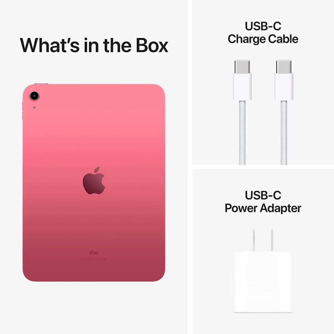 Apple iPad 10th Generation Apple A14 Bionic (تخزين 64 جيجابايت / ذاكرة 4 جيجابايت) 10.9 "عرض WiFi - Silver - Pink