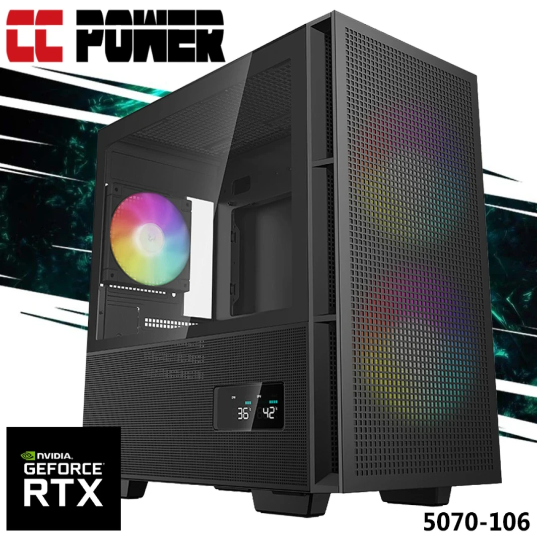 CC Power 5070-106 Gaming PC NEW 9GEN AMD RYZEN 7 9700X 8-CORES W/ NVIDIA RTX 5070 12GB DDR7 و DDR5 MEMIMENT و ADVANCED AIR COOWER