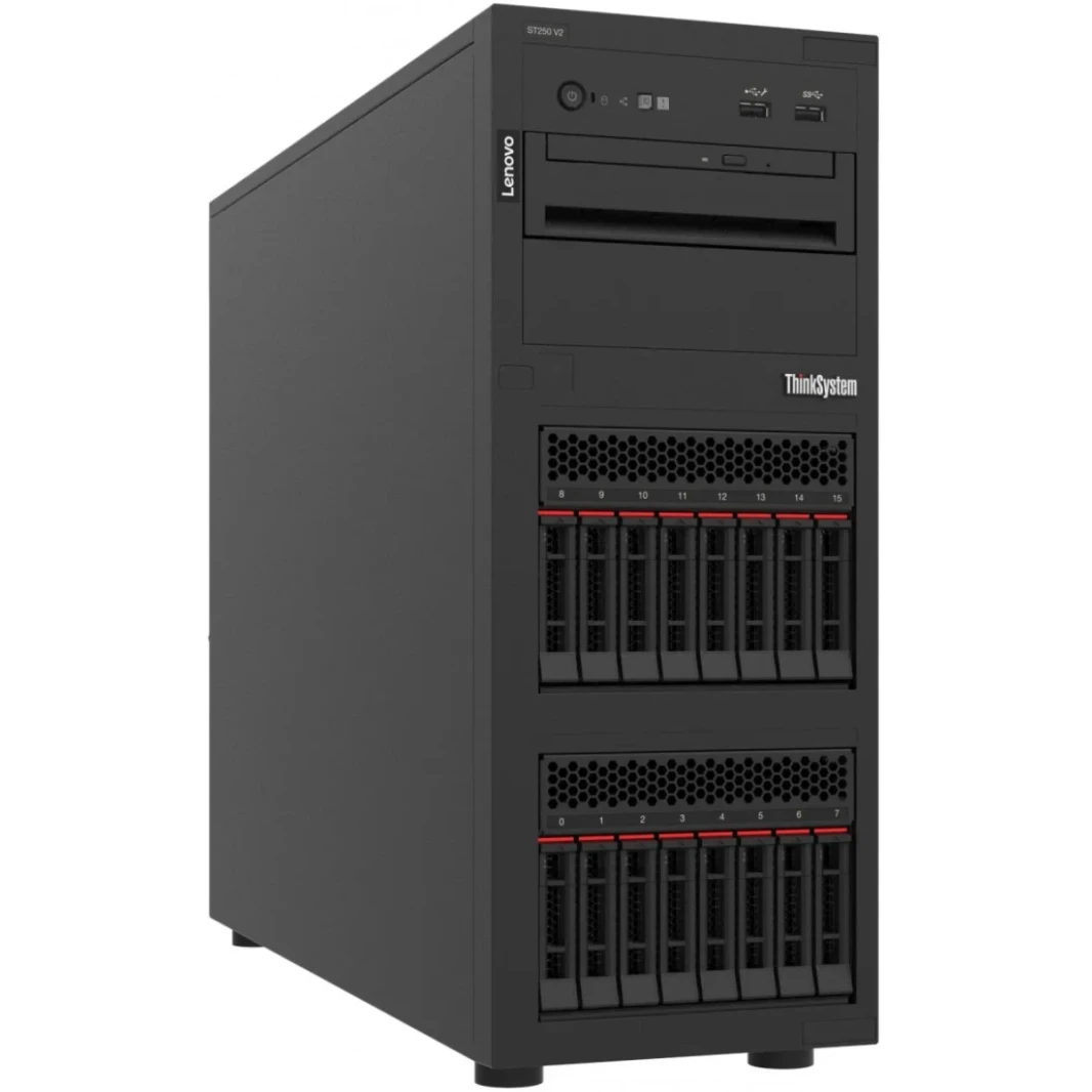Lenovo ThinkSystem ST250 V2 Intel Xeon E-2356G up to 4.6GHz 6-Cores w/ 32GB Memory Enterprise-Level Tower Server