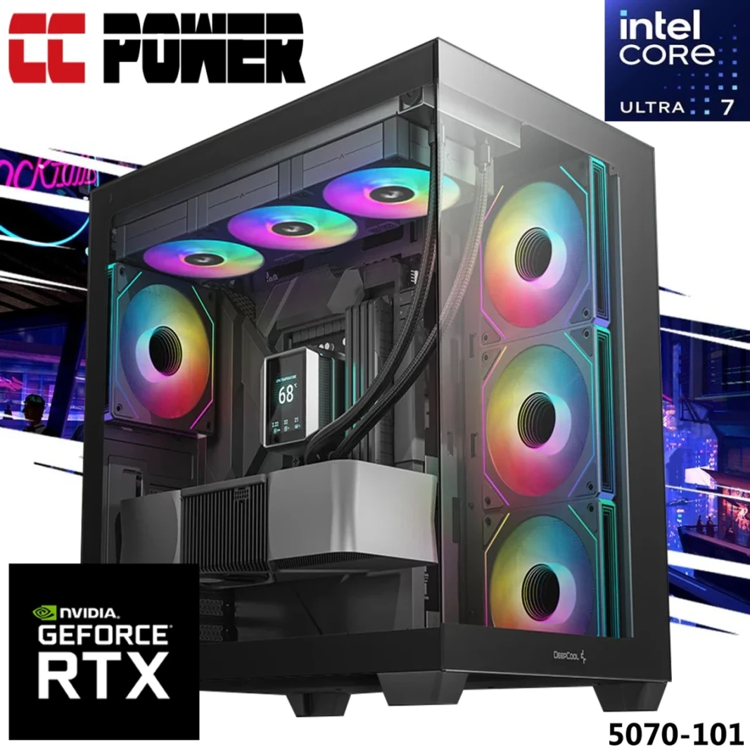 CC Power 5070TI-101 Gaming PC New Intel Core Ultra 7 K-Series 20-Cores W/ NVIDIA RTX 5070 TI 16GB DDR7 & SILD