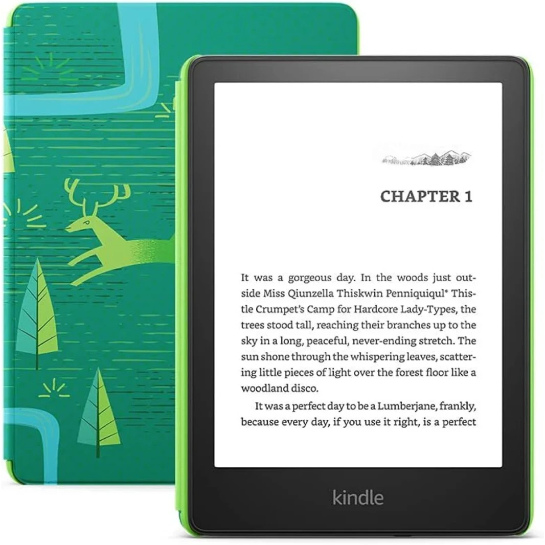 Amazon New Kindle Paperwhite Kids (11th Gen) 16GB WiFi 6.8 "مقاوم للماء W/ Builder و Word Wise - Emerald Forest