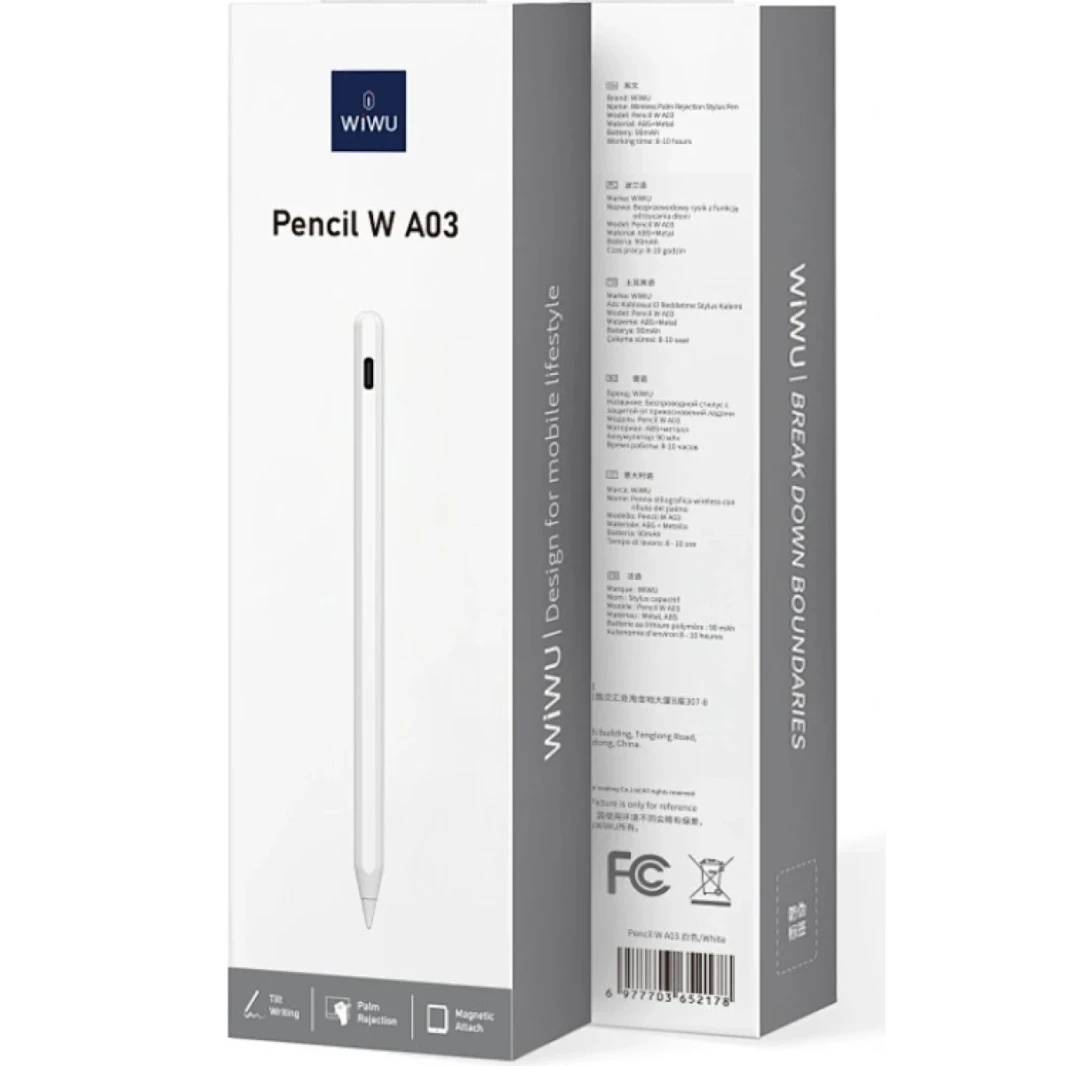 Wiwu Pencil W A03 Magnetic Charging Stylus Pen for iPad - White