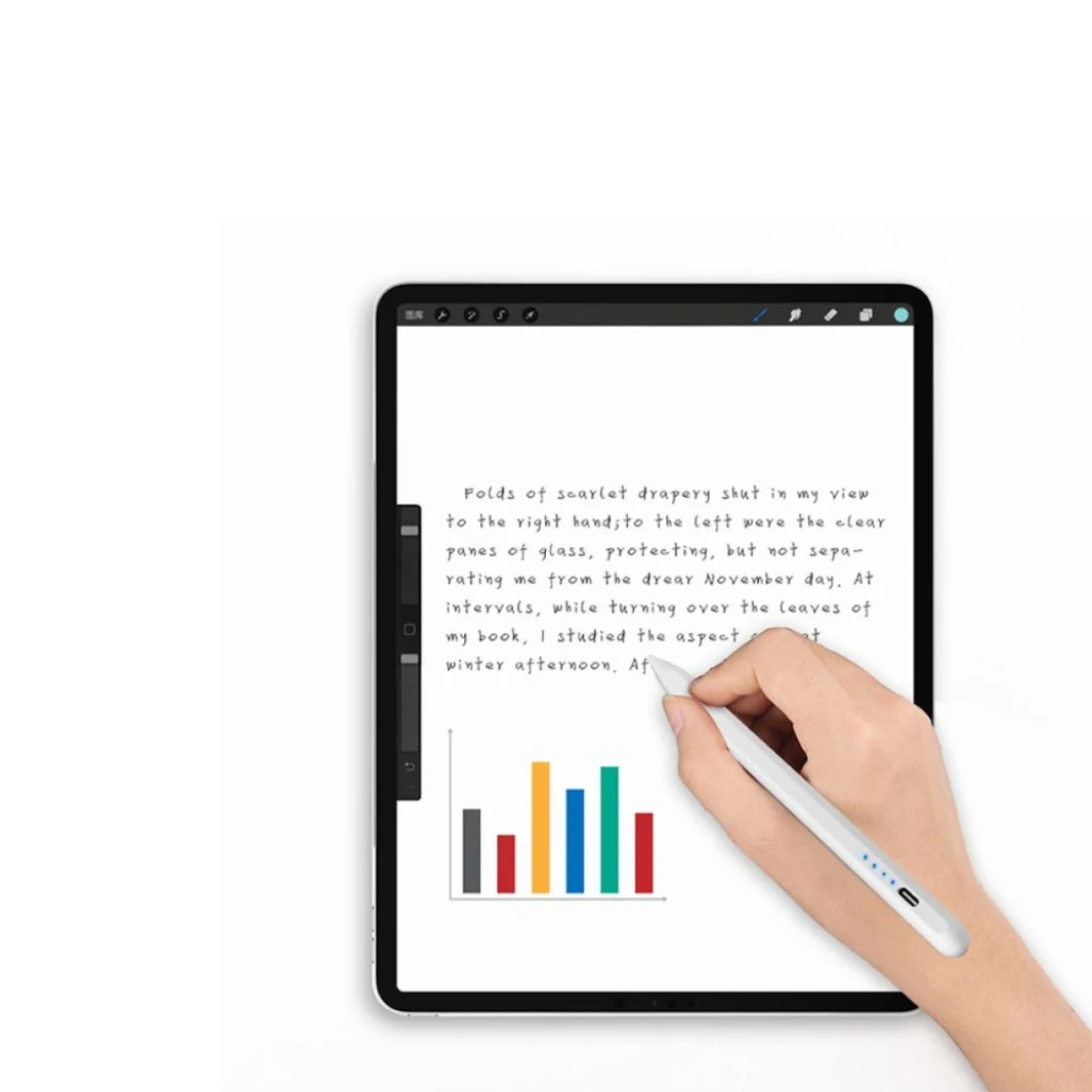 Wiwu Pencil E A02 عالي الدقة والكتابة والرسمية بطارية 130 مللي أمبير في الساعة Lithium Polymer USB -C - أبيض