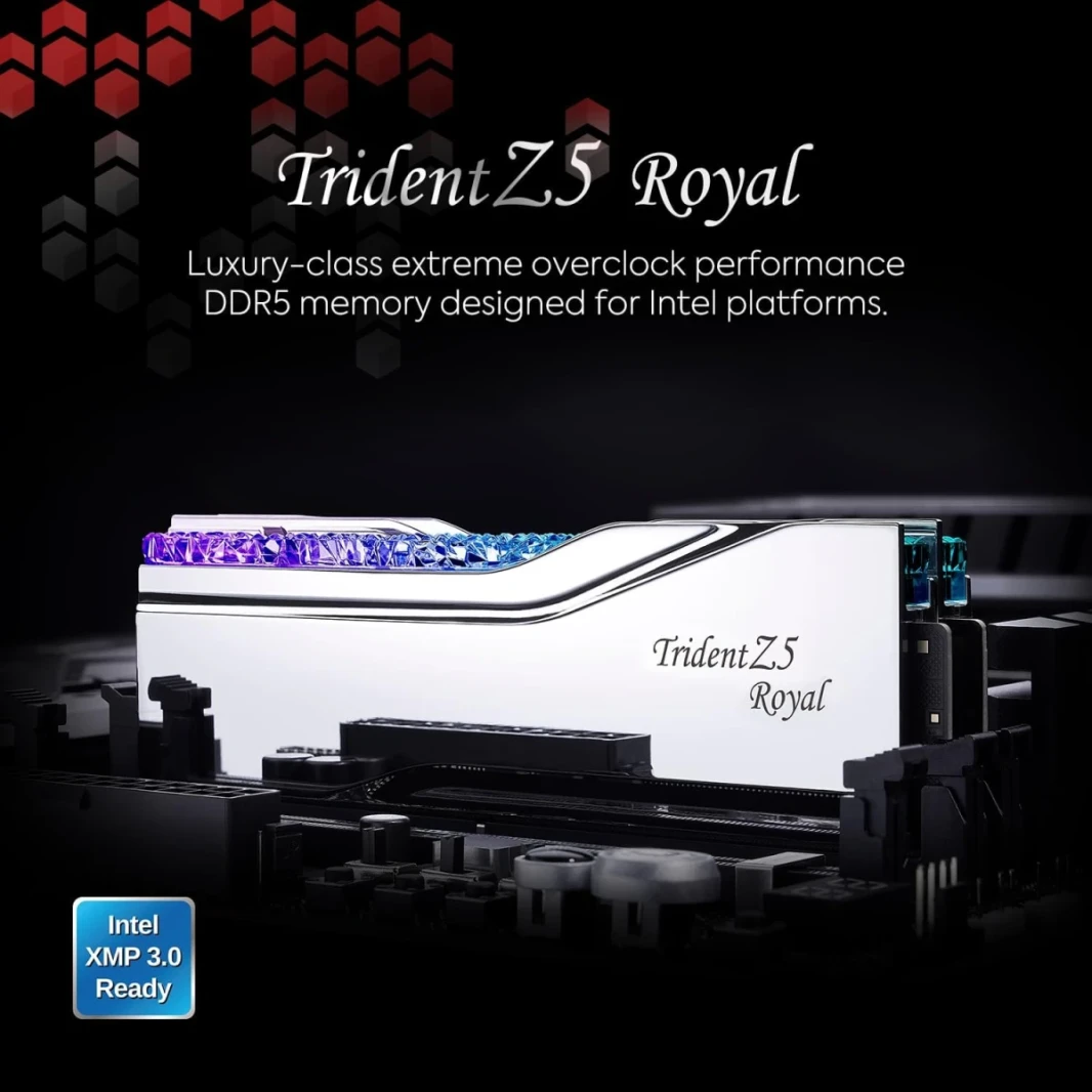 G.Skill Trident Z5 Royal (Intel XMP 3.0) RGB Series 32GB (2 × 16GB) PC RAM DDR5 6400 MEMARTOP - Silver