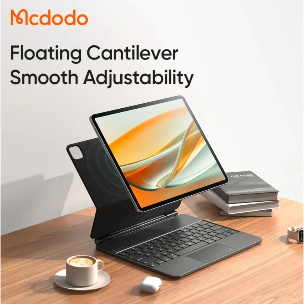 McDodo KB -7191 لوحة المفاتيح PU CASE MAGNECT MAGNECT PORTABLE V5.2 حالة ذكية مع لوحة مفاتيح اللغة الإنجليزية لجهاز iPad AIR 13 بوصة - أسود