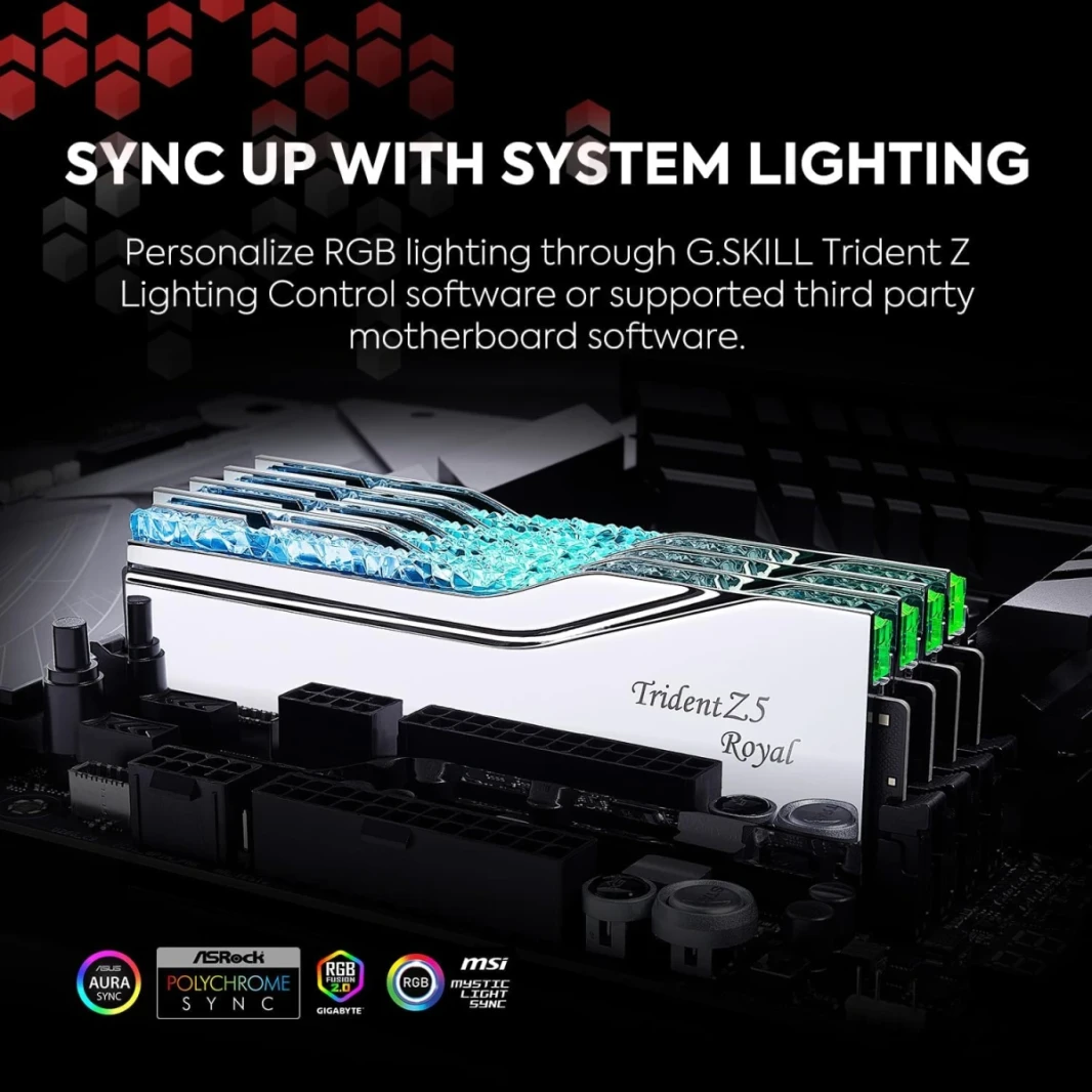 G.Skill Trident Z5 Royal (Intel XMP 3.0) RGB Series 32GB (2 × 16GB) PC RAM DDR5 6400 MEMARTOP - Silver