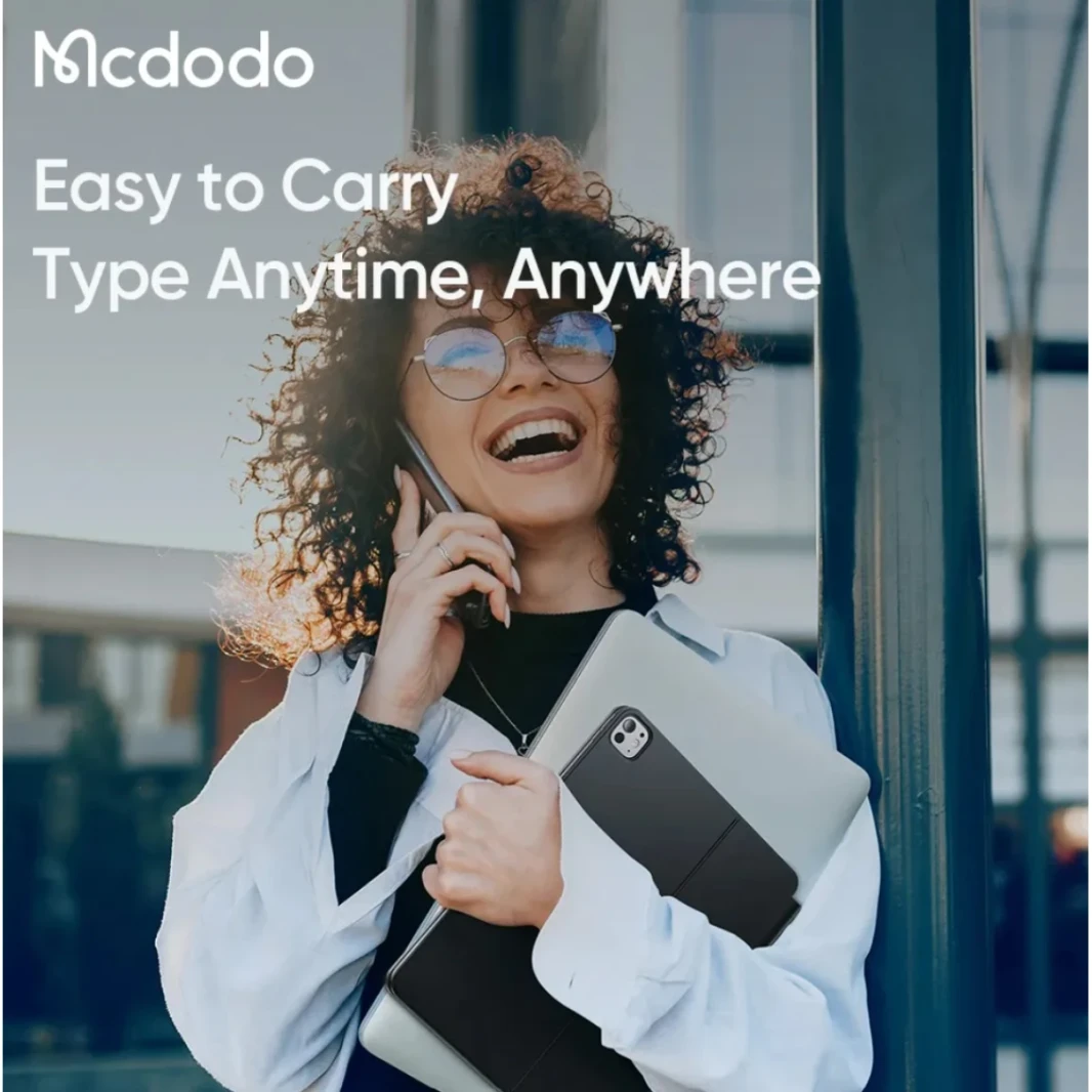 McDodo KB -7191 لوحة المفاتيح PU CASE MAGNECT MAGNECT PORTABLE V5.2 حالة ذكية مع لوحة مفاتيح اللغة الإنجليزية لجهاز iPad AIR 13 بوصة - أسود