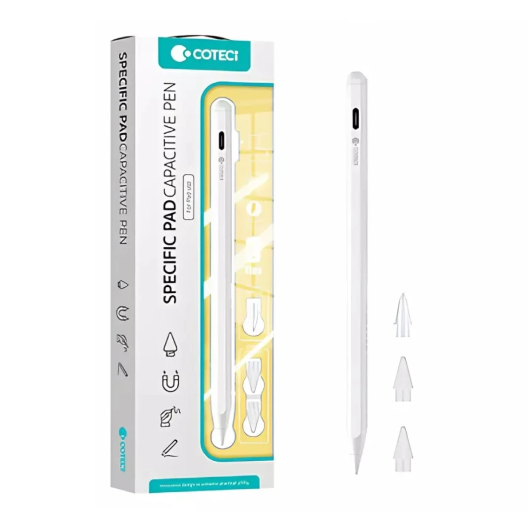 Coteci P5 IP-017 Capacitive Pen Anti-Mistouch Oblique Pressure Fast Charging Magnetic Attraction Charging For iPad - White