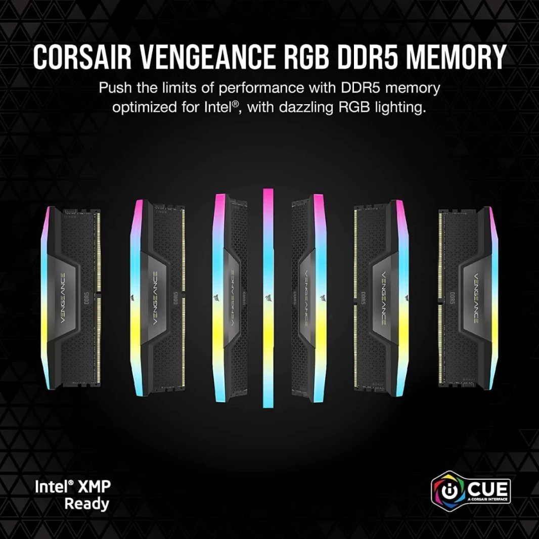 CORSAIR Vengeance RGB 32GB (2 x 16GB) 288-Pin PC RAM DDR5 6000 (PC5 48000) Desktop Memory - Black
