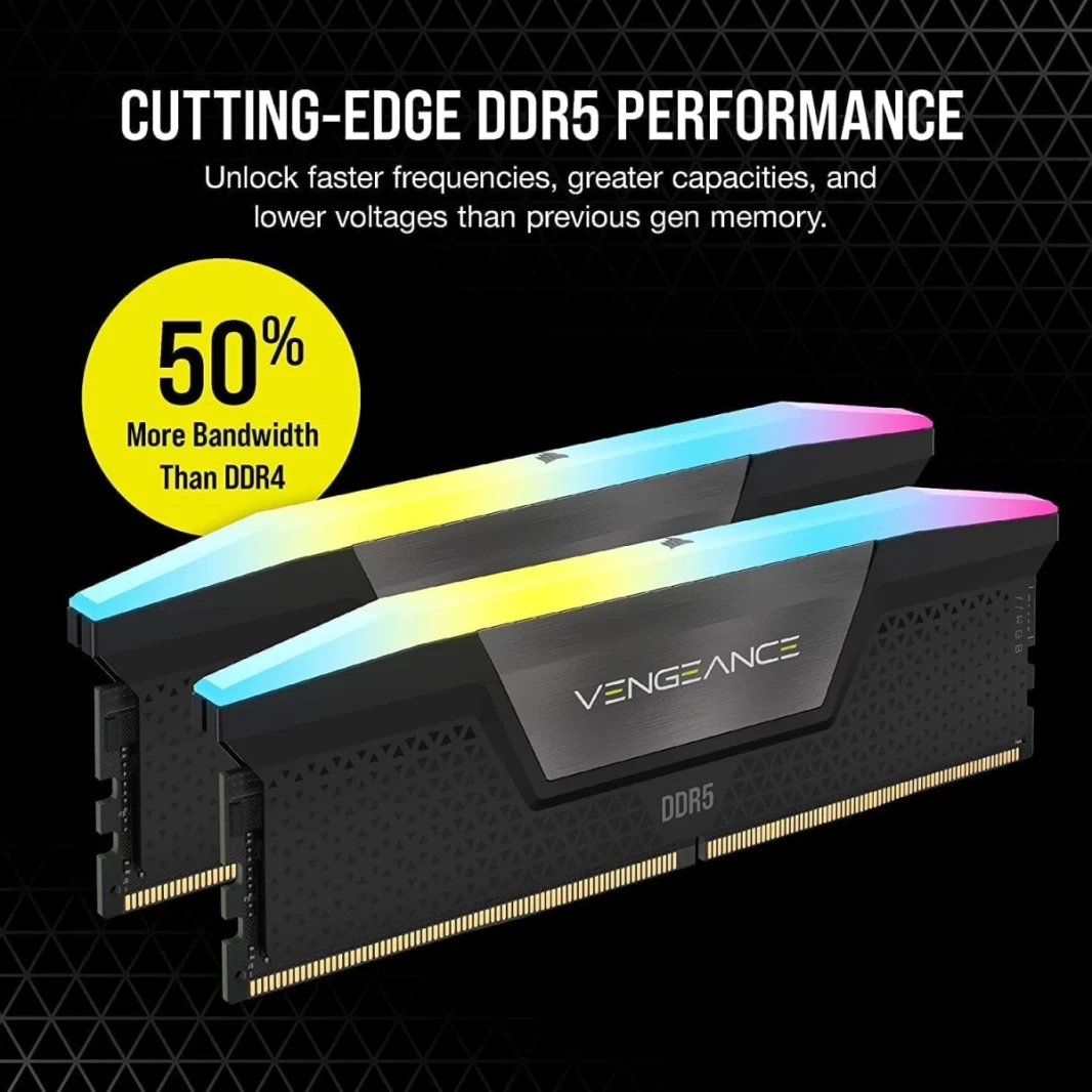 CORSAIR Vengeance RGB 32GB (2 x 16GB) 288-Pin PC RAM DDR5 6000 (PC5 48000) Desktop Memory - Black
