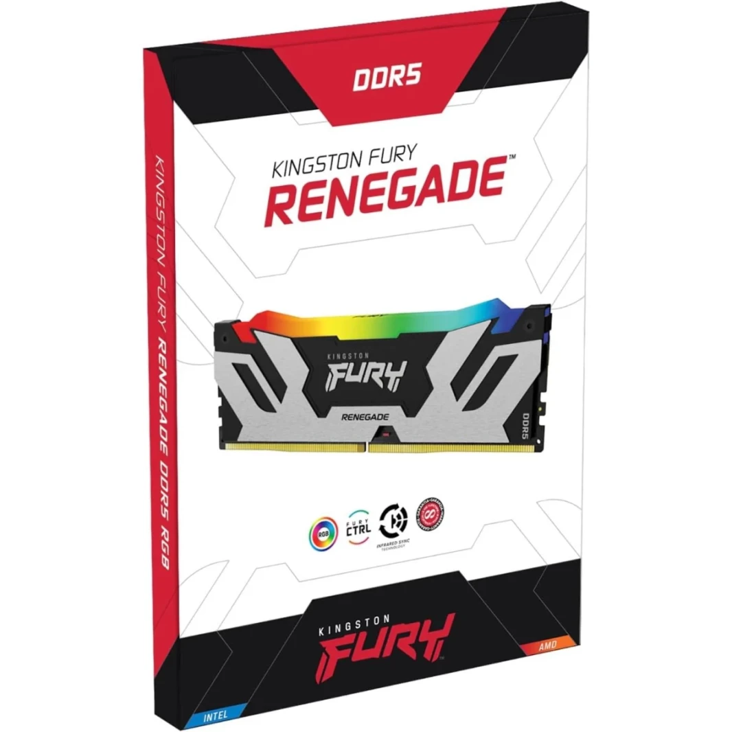 Kingston FURY Renegade RGB 16GB 7200MHz DDR5 Desktop Memory Intel XMP 3.0 Infrared Sync Technology Overclocking Stability