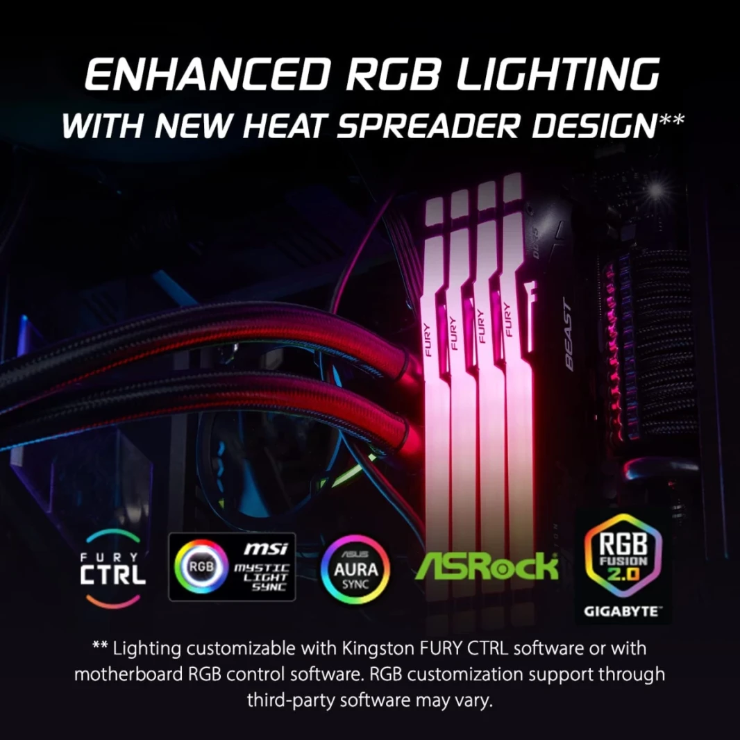 Kingston FURY Beast RGB 32GB (1 x 32GB) 5600MHz DDR5 Desktop Memory Infrared Sync Technology - White