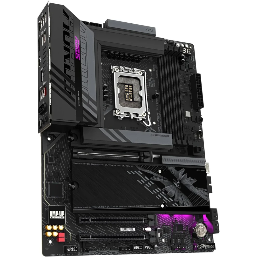 Gigabyte Z890 Aorus Elite Wi-Fi 7 ATX Intel Z890 4X DDR5 DIMM SLOT ، تصل إلى 256 جيجابايت من الذاكرة ، Wi-Fi 7 & BT 2.4 ، 1x PCIe 5.0 x16 ، 4x M.2 فتحات ، أسود ، أسود