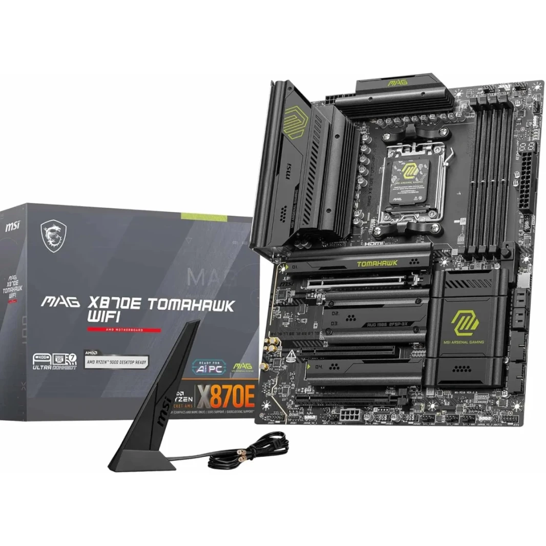MSI MAG X870E TOMAHAWK WIFI AM5 ATX AMD X870E DDR5 3X PCI-E X16 SLOTS ، 4X M.2 Storage ، WiFi & BT Connectivity
