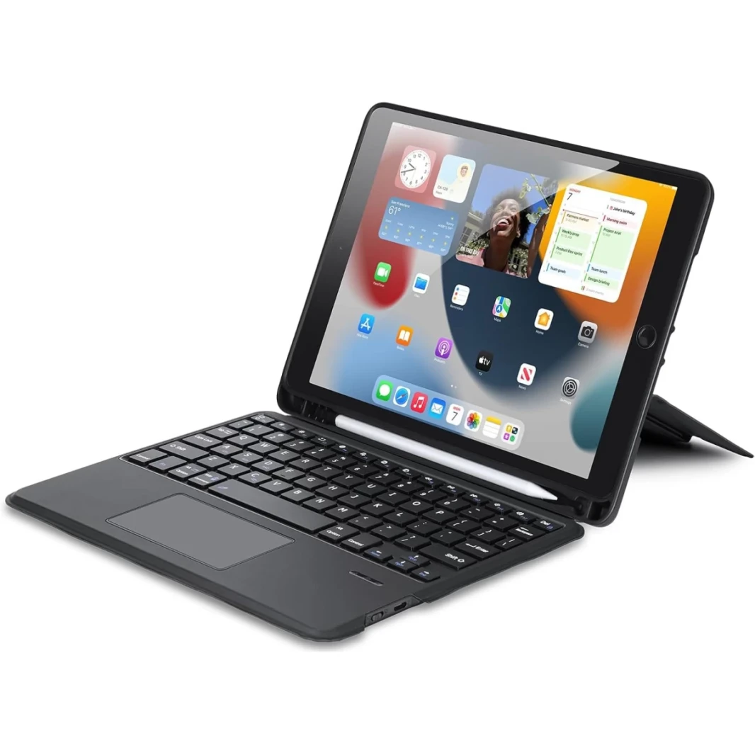 Dux Ducis TK Series Bluetooth Keyboard Case مع لوحة اللمس ووظيفة النوم الذكية لجهاز iPad 7/8/9 10.2 "(2019/2020/2021) تخطيط اللغة الإنجليزية - أسود