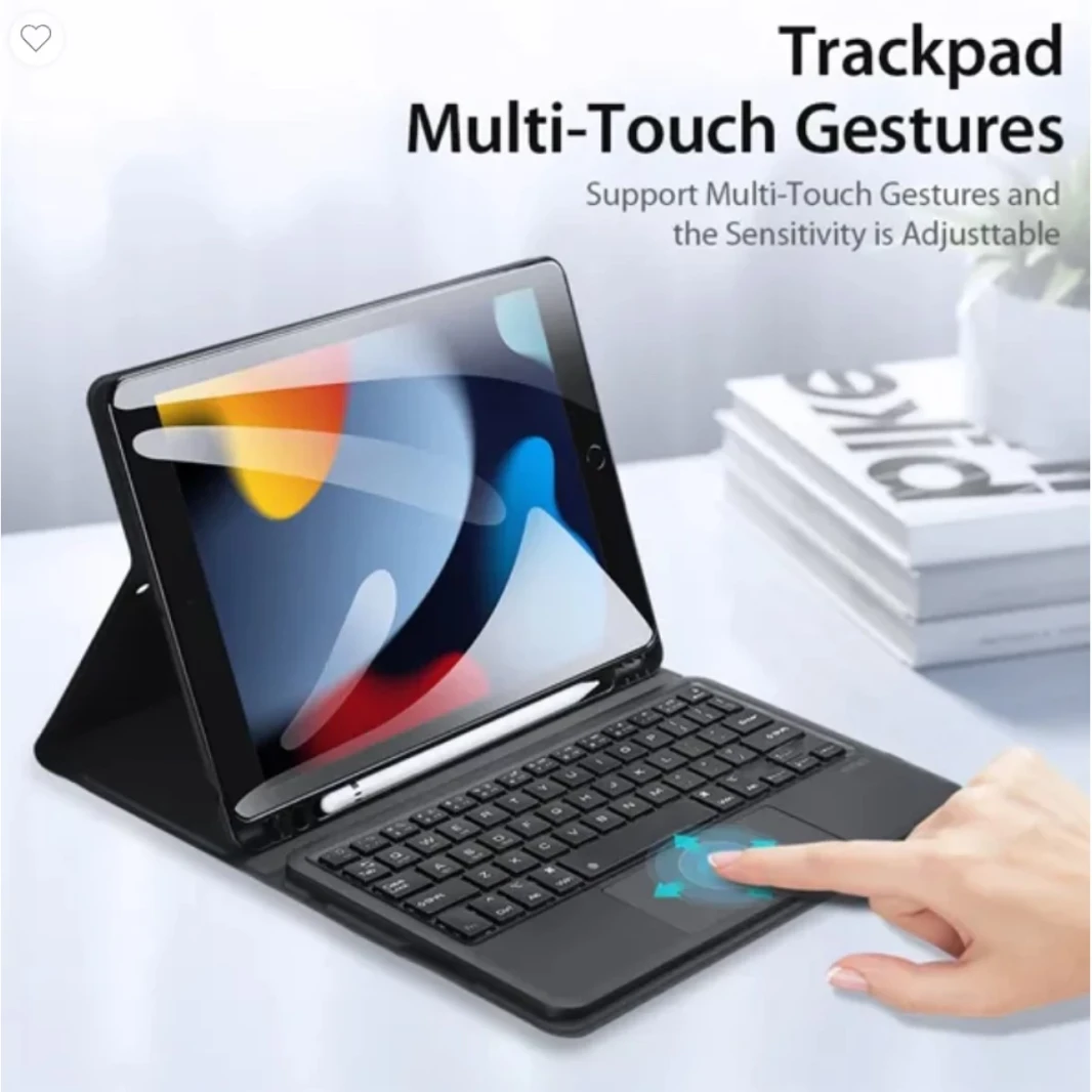Dux Ducis TK Series Bluetooth Keyboard Case مع لوحة اللمس ووظيفة النوم الذكية لجهاز iPad 7/8/9 10.2 "(2019/2020/2021) تخطيط اللغة الإنجليزية - أسود