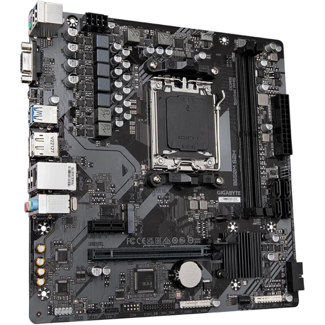 Gigabyte B650M S2H AMD AM5 B650 DDR5 Micro-ATX يدعم AMD RYZEN 7000 Series Processors PCIE 4.0 X16 1X M.2 Gen4 2.5G LAN