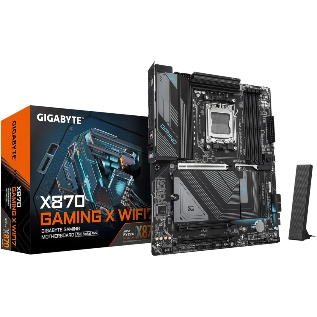 Gigabyte X870 Gaming X WiFi 7 AMD X870 شرائح ، AMD Socket AM5 ، قناة مزدوجة DDR5 ، WiFi EZ-Plug ، واجهة المستخدم الودية ، تخزين فائق الصب ، نقرة EZ-Latch