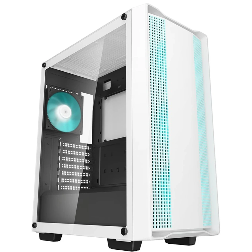 DEEPCOOL CC560 V2 Mid-Tower Gaming Case Tempered Glass Pre-Installed 3x 120mm LED Fans Support Up to 163mm Cooler & GPU Up to 370m - White