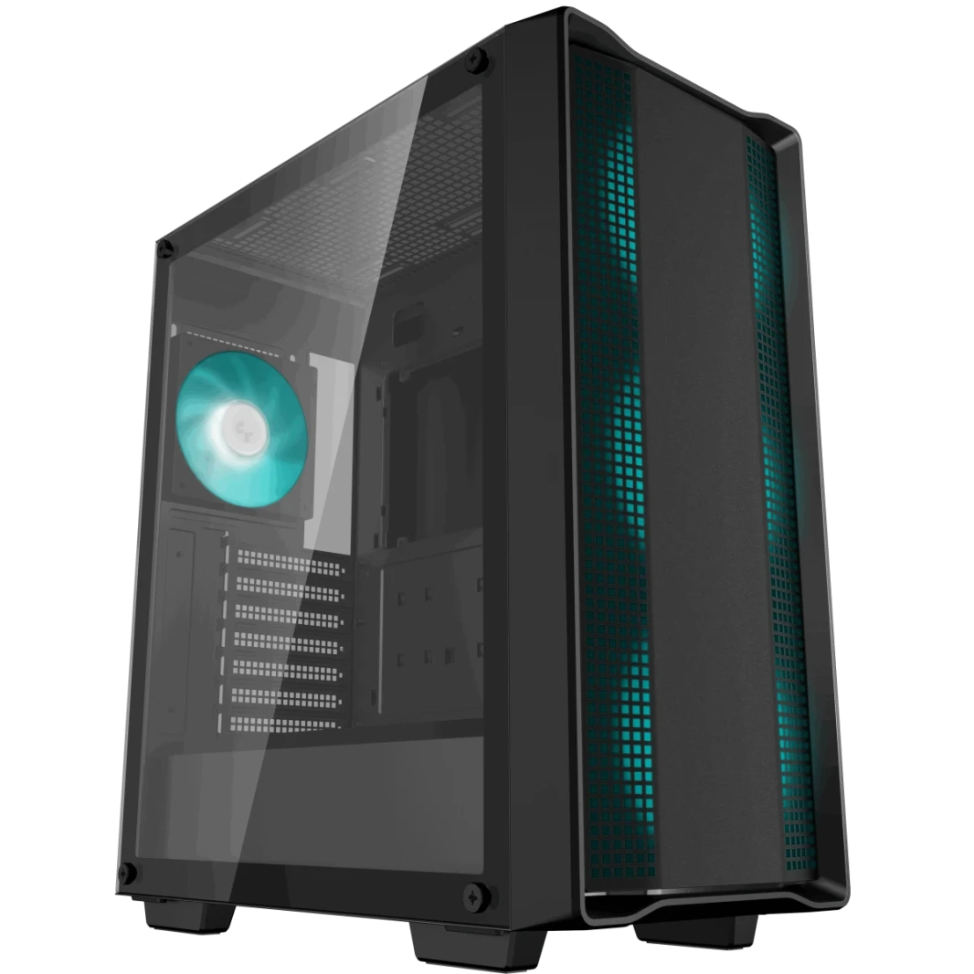 DeepCool CC560 V2 ألعاب متوسطة الأبرار ، الزجاج المقسّر مسبقًا ، يدعم المشجعين 3x 120 مم LED ما يصل إلى 163 ملم و GPU حتى 370 متر-أسود
