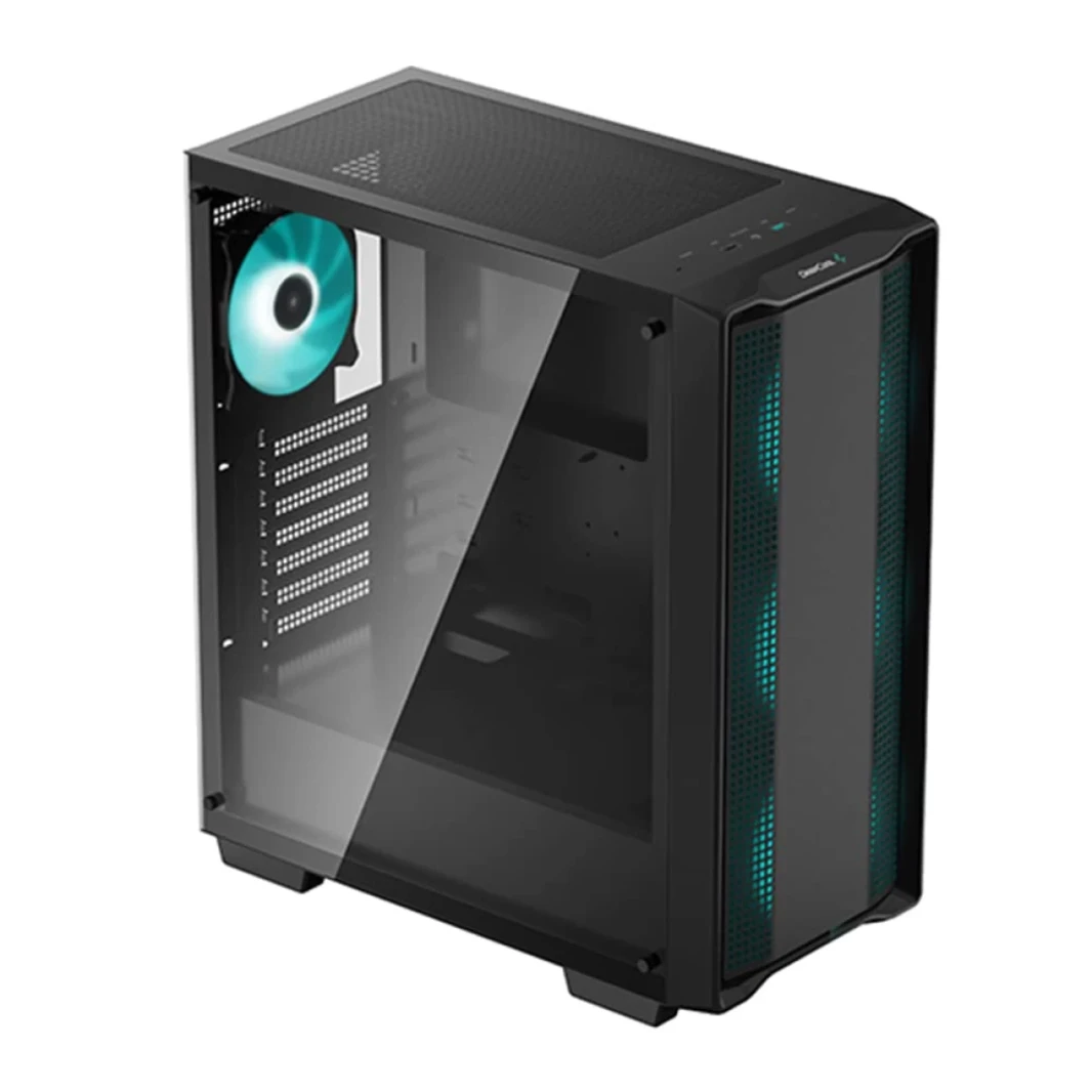 DeepCool CC560 V2 ألعاب متوسطة الأبرار ، الزجاج المقسّر مسبقًا ، يدعم المشجعين 3x 120 مم LED ما يصل إلى 163 ملم و GPU حتى 370 متر-أسود